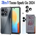 Tecno Spark Go 2024 Shockproof Phone Case 3 in 1 Tecno SparkGo 2024 Anti Spy Soft Ceramic Matte Privacy Tempered Glass and Camera Lens Glass Screen Protector. 