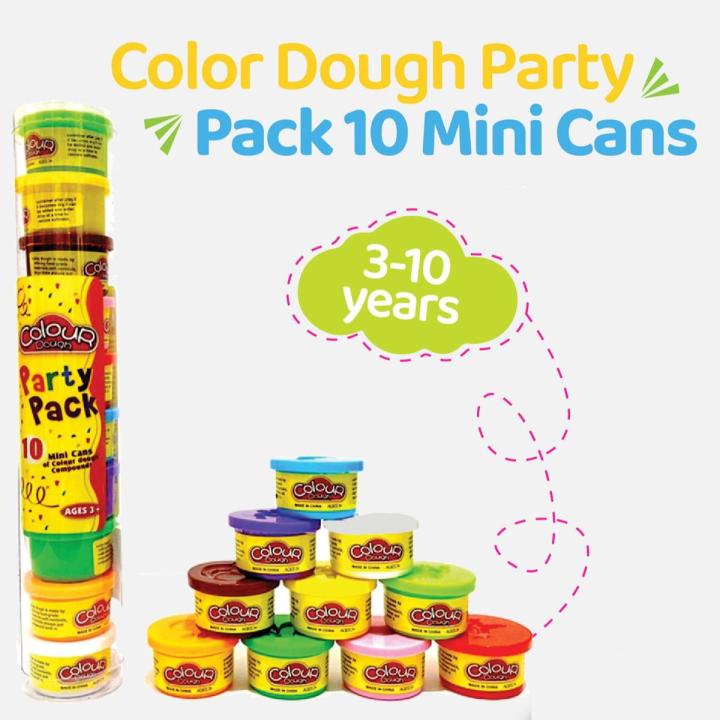Pack of 10 Pack of Color Dough - w/ 6 BONUS Dough Cutters & Built-In Molding Lids Mega Modeling & Sculpting Playset With 10 Individual 2-Ounce Cans of Dough - Bulk Party Pack