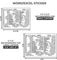 Word/Excel (for Window) Reference Guide Keyboard Shortcut Sticker. 