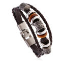 Cross-border hot-selling jewelry, simple hand-beaded multi-layer leather bracelets, European and American fashion popular men's bracelets, bracelets, and bracelets. 