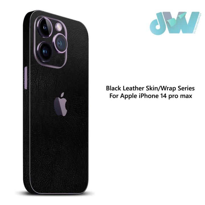 For Apple iPhone 14 Pro Max Black Leather Skin Wrap 360 Protector Wrap Sheet ( Not Cover)