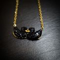 Elegant Pretty Shiny Black Double Swan Duck Necklace For Women Girls Fashion Jewellery. 