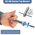 Adjustable Ratchet Hand Tap Wrench Hand Tapping Fittings M3-M8 with Forward and Reverse Wrench. 