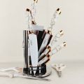 Professional Unique Chef Rose Gold Knife Peeler Scissors 3cr13 Stainless steel Kitchen knife set with Movable Holder. 