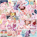 50pcs Axolotl Kawaii Stickers Mixed Cartoon Pet Salamander Decal DIY Toys Bicycle Helmet Motorcycle Skateboard Sticker for Kids Gifts Toys. 
