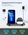 WAITIEE Wireless Charger -3 in 1 15W Fast Charging Station for i-Phone 14/13/12/11 Series/XS/Max/XR/XS/X/8 Plus/Galaxy and iWatch SE/6/5/4/3/2 & (No Watch Charging Cable). 