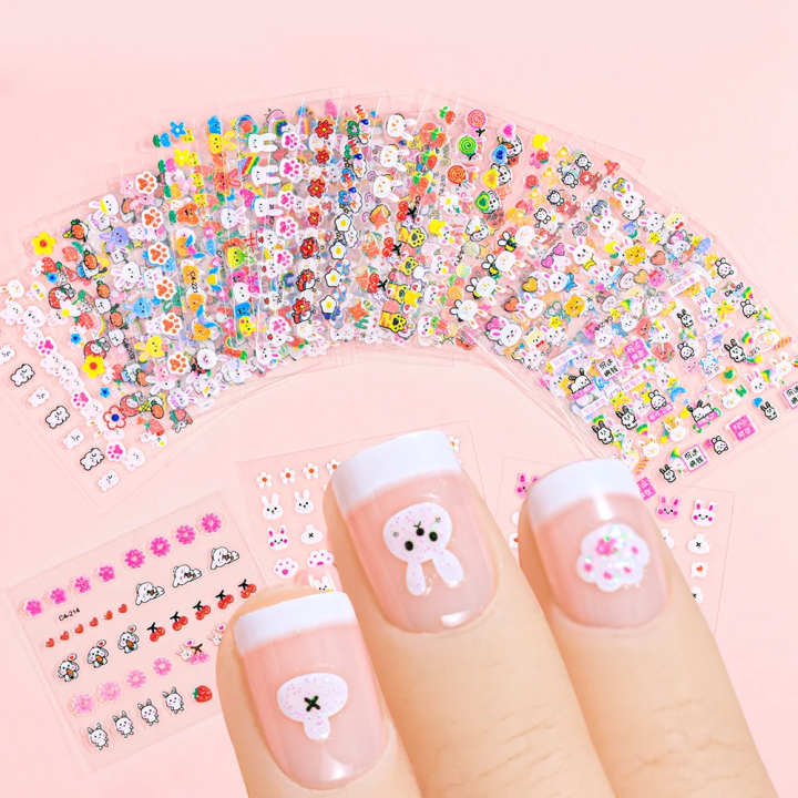5-Sheet%20Kids%20Waterproof%203D%20Cartoon%20Bunny%20Flower%20Heart%20Rabbit%20&%20Princess%20Nail%20Art%20Stickers%20Decals%20for%20Baby%20Girls%20-%20Image%203