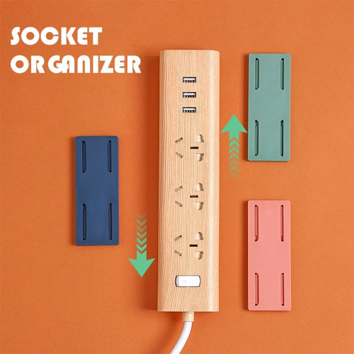 Self Adhesive Wall Mount Power Strip Sticker Adhesive Hook Wire Fixer Cable Organizer Extension Panel Holder Holder