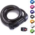 5 Digit Code Bike Lock Coiling Resettable Combination Cable Bike Locks Anti Theft Cycling Password Lock - Black. 