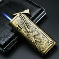 High-End Business Veneer Relief Torch Lighter Regular Inflatable Windproof Point Cigar Pipe Lighter Wholesale. 