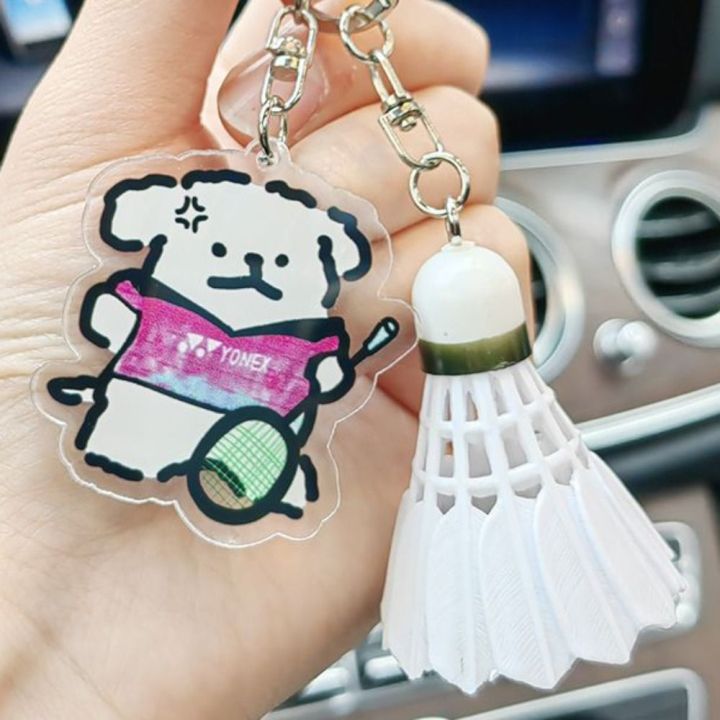 Backpack Tennis Racket Badminton Keychain Bags Pendant Cartoon Line ...