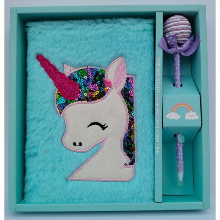 Unicorn Embroidery Notebook with Pen Gift Set PVC Box