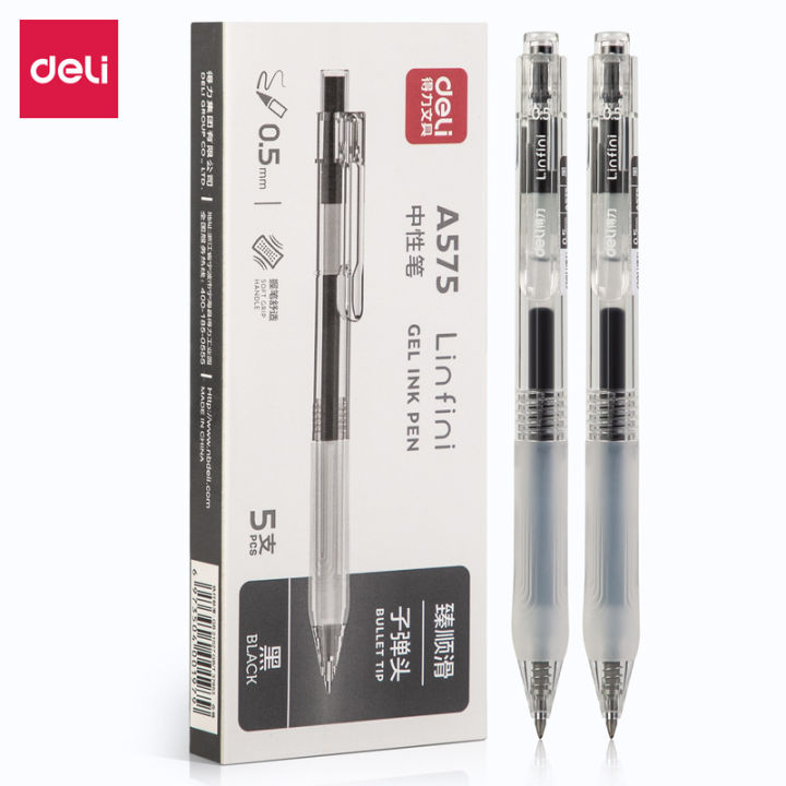 Deli Press Black Gel Pen 0.5mm A575