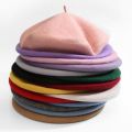 Women Girls Winter Warm Faux Wool Beret French Artist Beanie Hat Cap Red Black Purple Pink Orange Kawaii Flat Top Caps Warmers. 