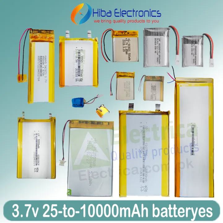 3.7v  25mAh ,50mAh , 100mAh ,450mAh ,1400mAh,5000mAh ,10000mAh Lithium Ion Battery for Power Bank DIY or Arduino Projects