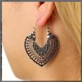 New styleBoho 925 Sterling Silver Elegant Vintage Style Tibetan Tibet Heart Hook Earrings. 