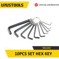 10PCS Hex Key Set Carbon Steel #45 Allen Wrenches, Metric Sizes 1.5MM To 10MM, Blister Card Packaging Durable, Precision Tools - UYUSTOOLS YAA10U. 