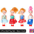 4 Pcs Set - Soft Mini Princess Doll Toys For Girls - 4 Inch - Colorful Hair and Clothing Fancy Dress Dolls Toy For Kids Boys and Girls. 