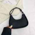 { BAGOO } Fashion Nylon Half Moon Crescent Handbag Pure Zipper Portable Shoulder Tote Bag. 