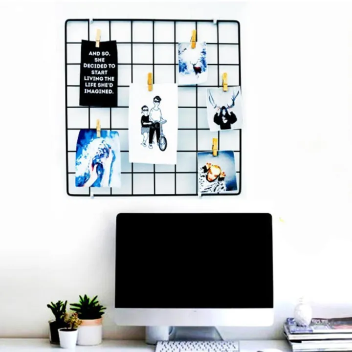 Grid%20Wall%20Panel%20Decorative%20Rack%20Clip%20Photo%20Holder,Multi%20functional%20Hanging%20Display%20Wall%20Storage%20-%20Image%203