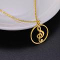 Music Note Treble Musical Symbol G Clef Statement Gold Color Stainless Steel Snake Chain Pendant For Woman Man. 