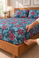 My Home  Printed Fitted Bed Sheet With Pillow Cover, Ultra Soft Fabric Bedsheet, Anti Slip, Cool Fabric, Single, Double, Queen ,King Sizes 100% Cotton Fabirc. 
