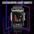 New Unisex Square Style Cool Colorful LED Digital Watch Binary Wrist Black. 