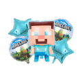 Minecraft Video Game Foil Balloon Set of 5 pieces, Gaming Balloons Steve Character Birthday Party Decoration, Mine Craft Toy Theme Foils Air Baloon, Decorations Supplies, Game Play Ballons, Teenager Birth Day Decor, HBD Foil Balloons, Mine-craft Theme. 