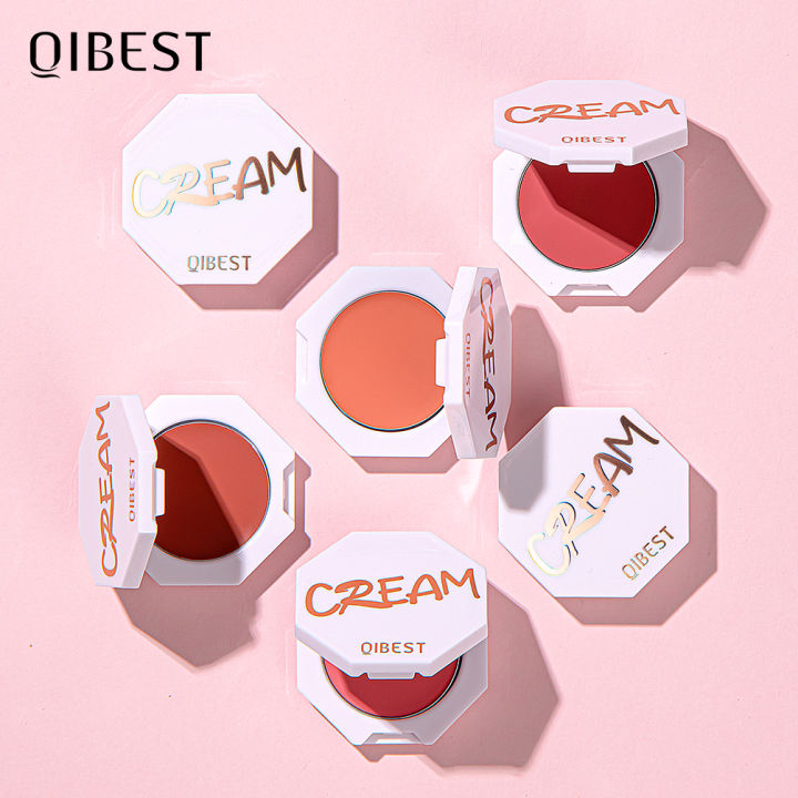 BataBata QIBEST 6 Color Blush Makeup Palette Red Rouge Lasting Natural Cream Cheek Contour Blusher Korean Comsmetic Cheek Tint Face Blush