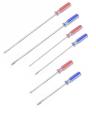 Pack of 6 -  Long & Thin Shaft Screwdriver - Phillips & Flat Head. 