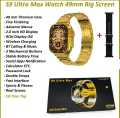 G9 Ultra Pro / S9 Ultra Max Smart Watch (Golden Edition) - 49MM Ultra Series 8 - NFC - Bluetooth Call - Customize Wallpaper - Wireless Charging - Real Screws and Straps Locks. 