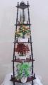 Wood Corner Shelf With Decorative Spindles 5  layer Shelf rack. 