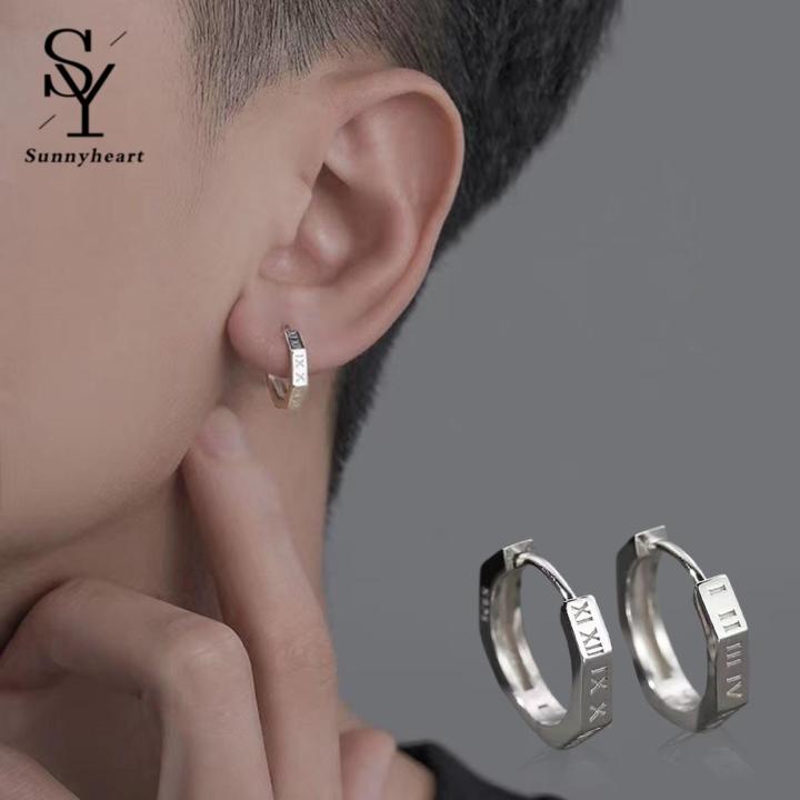 Sunnyheart Men Ear Rings Printed Punk Gothic Stud Earrings