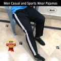 Pack Of 2 Men Pajamas for Jogging Gym and Sports Wear Fully Elasticated Waist Band and 2 Pockets in XL to 4XL Sizes Jogging Trousers with Full Length and Side Panel in Black. 