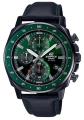 Casio Edifice Mens Green Analog Multi-Function Black Leather Band Watch-EFV-600CL-3AVUDF. 