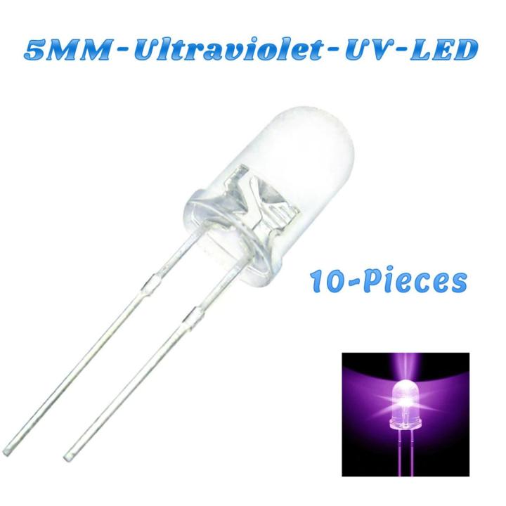 Pack of 10 - Crystal Clear 5mm UV Ultraviolet Led