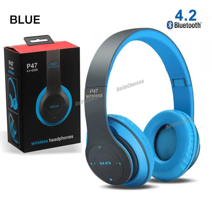 Wireless%20Headphones,%20P47%20Bluetooth%20Foldable%20Headset%20with%20Microphone%20Support%20FM%20Radio%20TF%20for%20PC%20TV%20Smart%20Phones%20&%20Tablets%20Etc%20-%20Image%204