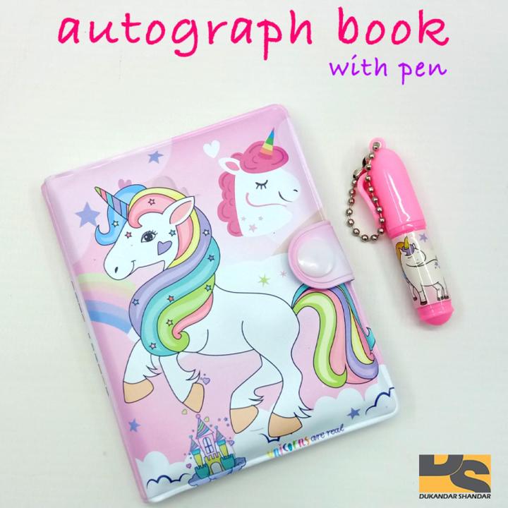 Premium Quality Mini unicorn Autograph Notebook with mini Pen| Cute stationary items for girls