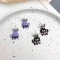 Cute Niche Design Small Size in Purple Monster Cat Stud Earrings for Women ins Sweet Cool Y2K Hot Girl Earrings Personalized Earrings. 