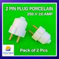2 Pin Male Plug 250V 16A High Quality Ceramic Base- 2 Pcs Pack. 