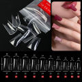 500Pcs Duck Feet Style Nail Tips Clear Duck Feet Fan Flare Extension Patch for Acrylic Nails 12Size Half Cover Acrylic Nail Tips. 