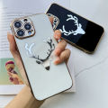 AMORVOR for Samsung Galaxy J4 Plus 2018 / J4 Prime Back Cover Mirror Lucky Deer Luxury 6D Plating Soft Silicone Phone Case. 