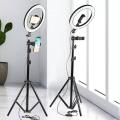 Ring Light + Stand - 7 Feet Long adjustable Tripod with mobile holder for Tiktok Videos Best Quality Aluminum Tripod-with ring light - WFS-03. 