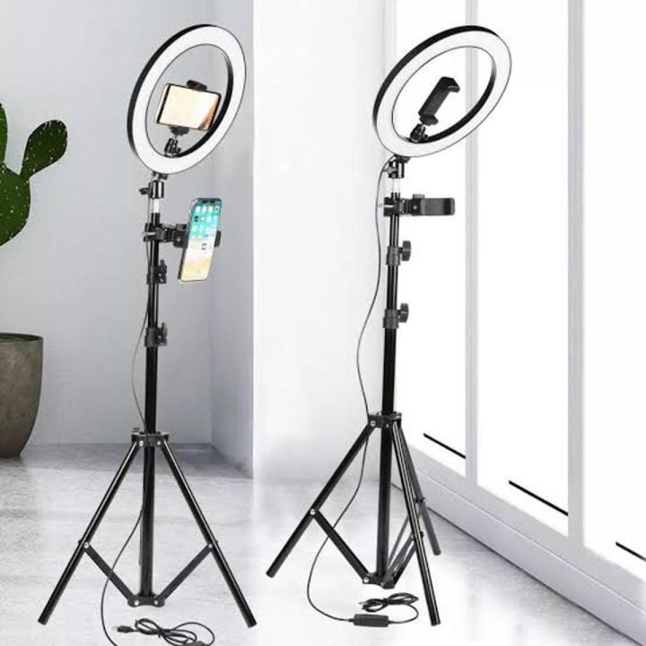 Ring Light + Stand - 7 Feet Long adjustable Tripod with mobile holder for Tiktok Videos Best Quality Aluminum Tripod-with ring light - WFS-03