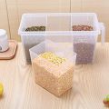 Kitchen Storage Containers with Handle, Plastic Food Storage Organizer Boxes with Lids for Refrigerator, Fridge, Freezer Cabinet Desk, 1 Pcs Container Set Food Organizers with Lid and 2 Removable Bins. 