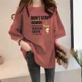 300 pounds extra large chubby mm slimming short sleeved t shirt for women loose fitting summer casual plus fat foreign style mid length Instagram trend. 