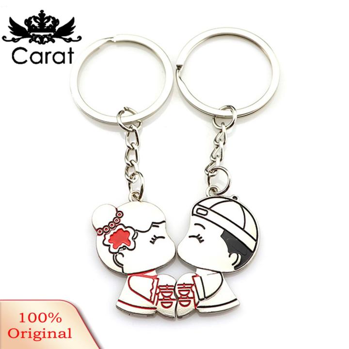 New personalized matching couple keychain Chinese Couple Keychain custom made metal funny cut bears couple keychain