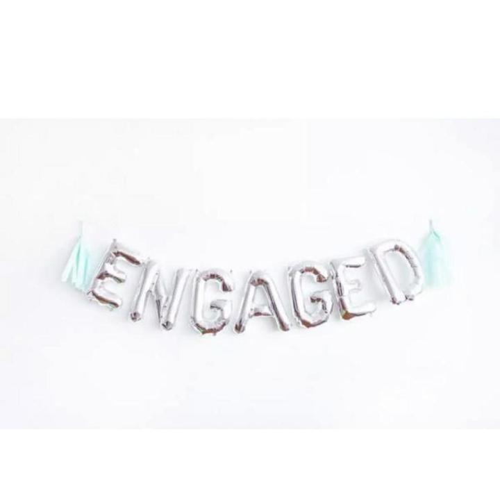 Engaged Balloons Banner 16 inch letter Foil Balloons Set for Engagement Party Decorations