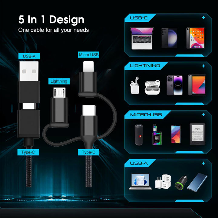 Doomhot%205%20In%201%20Multi%20Charging%20Cable%2060W%20Fast%20Charging%20Cable%20Multi%20Charger%20Cable%20Multiple%20USB%20Cable%20Universal%20Charging%20Cord%20Adapter%20with%20USB%20Type-C%20Lightning%20Micro%20USB%20-%20Image%203