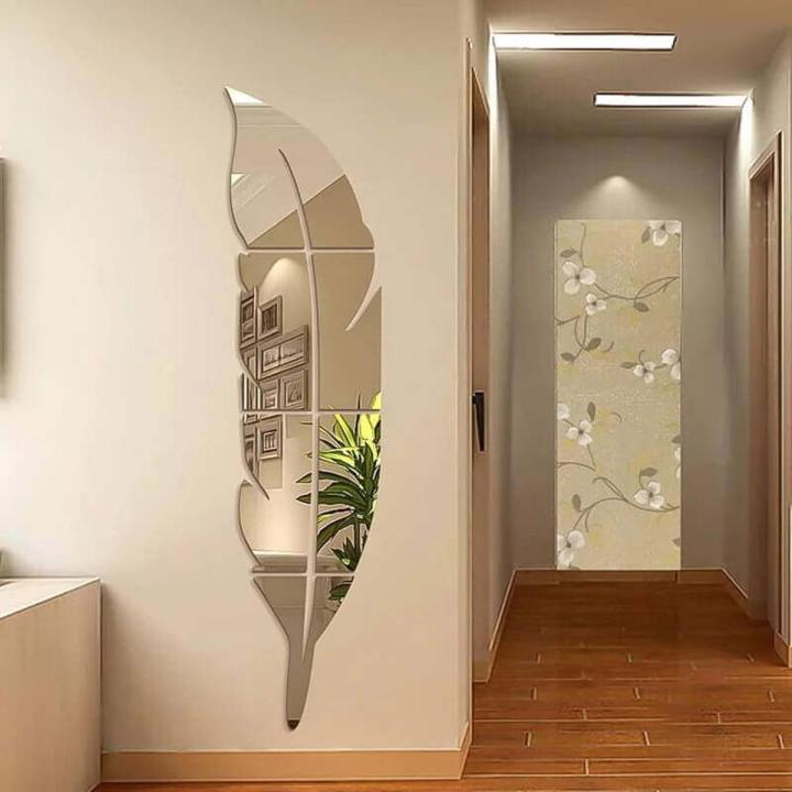 Leaf Mirror Wall Decor|Leaf Shape Wall Art| Rounded Corner Acrylic Removable Mirror for Home Living Room Bedroom Decor|